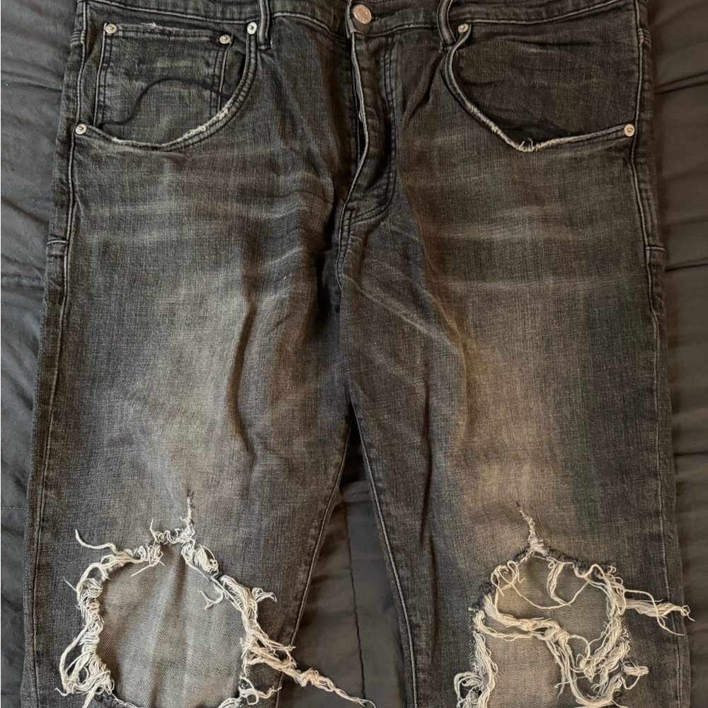 Men's purple jeans Distressed Gray Jeans